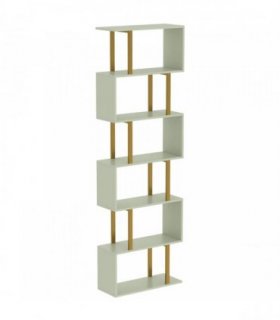 HOMCOM S-Shaped Bookshelf, 6-Tier Bookcase, Freestanding Storage Shelves with Anti-Tip Strap for Living Room, Light Green