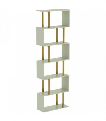 HOMCOM S-Shaped Bookshelf, 6-Tier Bookcase, Freestanding Storage Shelves with Anti-Tip Strap for Living Room, Light Green