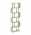 HOMCOM S-Shaped Bookshelf, 6-Tier Bookcase, Freestanding Storage Shelves with Anti-Tip Strap for Living Room, Light Green