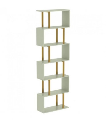 HOMCOM S-Shaped Bookshelf, 6-Tier Bookcase, Freestanding Storage Shelves with Anti-Tip Strap for Living Room, Light Green
