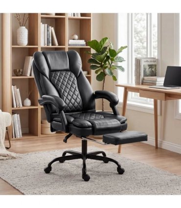 HOMCOM Executive Home Office Chair Reclining Function Footrest Computer Desk Chair High Back, Black