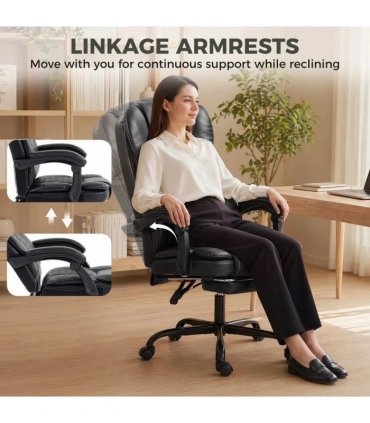 HOMCOM Executive Home Office Chair Reclining Function Footrest Computer Desk Chair High Back, Black