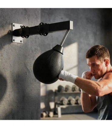 SPORTNOW Wall Mount Speed Bag, Height Adjustable Boxing Speed Bag with Manual Air Pump and Wrenches, Home Gym Workout Equipment