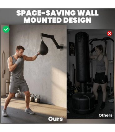 SPORTNOW Wall Mount Speed Bag, Height Adjustable Boxing Speed Bag with Manual Air Pump and Wrenches, Home Gym Workout Equipment