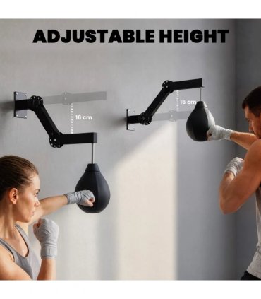 SPORTNOW Wall Mount Speed Bag, Height Adjustable Boxing Speed Bag with Manual Air Pump and Wrenches, Home Gym Workout Equipment