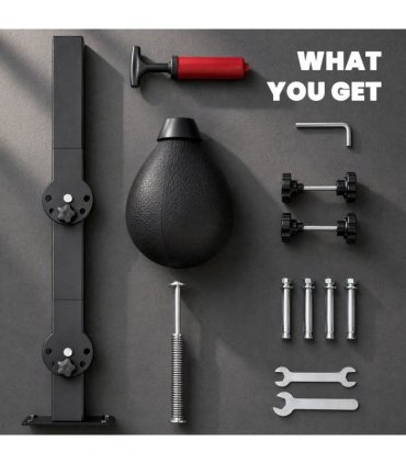 SPORTNOW Wall Mount Speed Bag, Height Adjustable Boxing Speed Bag with Manual Air Pump and Wrenches, Home Gym Workout Equipment