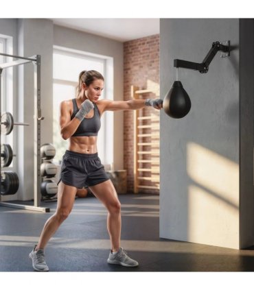 SPORTNOW Wall Mount Speed Bag, Height Adjustable Boxing Speed Bag with Manual Air Pump and Wrenches, Home Gym Workout Equipment