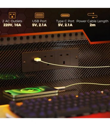 HOMCOM Two-Level LED Gaming Desk - Black