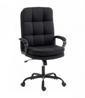 HOMCOM Double Padded Linen-Look Office Chair - Black