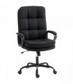 HOMCOM Double Padded Linen-Look Office Chair - Black