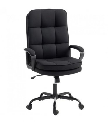 HOMCOM Double Padded Linen-Look Office Chair - Black