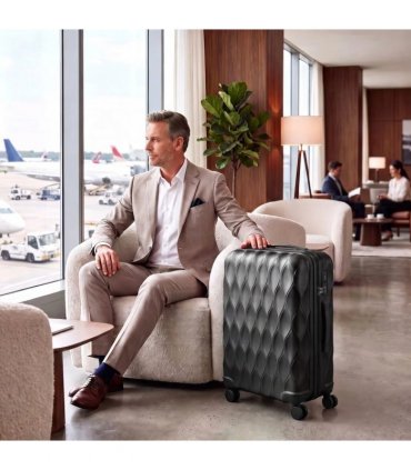 HOMCOM 24Inch Suitcase, ABS Hard Shell Checked Luggage with TSA Lock, Spinner Wheels, Telescopic Handle, Black