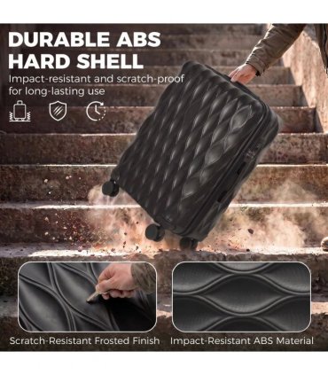 HOMCOM 28Inch Suitcase, ABS Hard Shell Checked Luggage with TSA Lock, Spinner Wheels, Telescopic Handle, Black