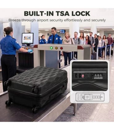 HOMCOM 28Inch Suitcase, ABS Hard Shell Checked Luggage with TSA Lock, Spinner Wheels, Telescopic Handle, Black