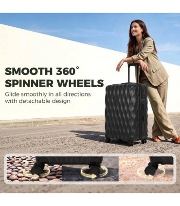 HOMCOM 28Inch Suitcase, ABS Hard Shell Checked Luggage with TSA Lock, Spinner Wheels, Telescopic Handle, Black
