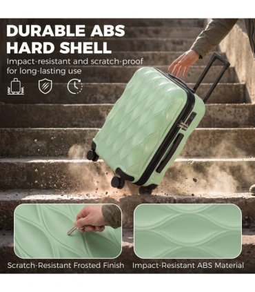 HOMCOM 20Inch Suitcase, ABS Hard Shell Carry On Luggage with TSA Lock, Spinner Wheels, Telescopic Handle, Green