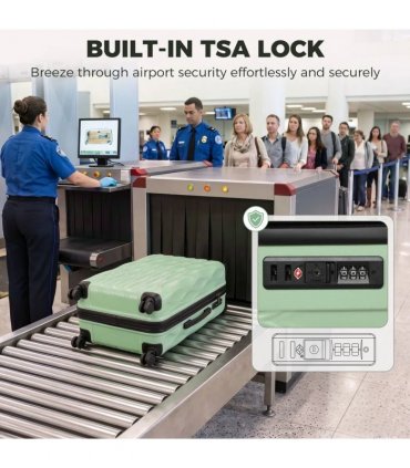 HOMCOM 20Inch Suitcase, ABS Hard Shell Carry On Luggage with TSA Lock, Spinner Wheels, Telescopic Handle, Green