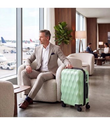 HOMCOM 20Inch Suitcase, ABS Hard Shell Carry On Luggage with TSA Lock, Spinner Wheels, Telescopic Handle, Green