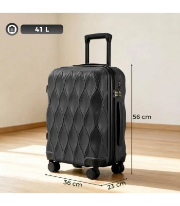 HOMCOM 20Inch Suitcase, ABS Hard Shell Carry On Luggage with TSA Lock, Spinner Wheels, Telescopic Handle, Black