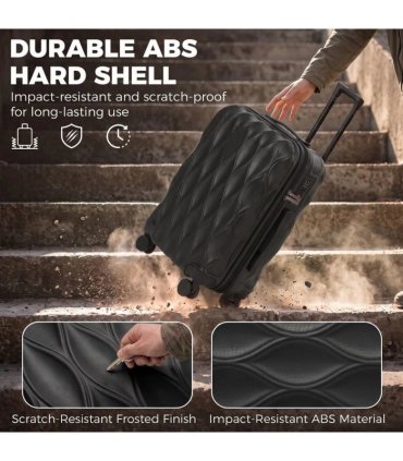 HOMCOM 20Inch Suitcase, ABS Hard Shell Carry On Luggage with TSA Lock, Spinner Wheels, Telescopic Handle, Black