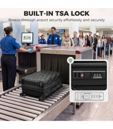 HOMCOM 20Inch Suitcase, ABS Hard Shell Carry On Luggage with TSA Lock, Spinner Wheels, Telescopic Handle, Black