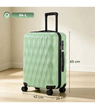 HOMCOM 24Inch Suitcase, ABS Hard Shell Checked Luggage with TSA Lock, Spinner Wheels, Telescopic Handle, Green