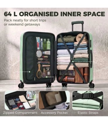 HOMCOM 24Inch Suitcase, ABS Hard Shell Checked Luggage with TSA Lock, Spinner Wheels, Telescopic Handle, Green