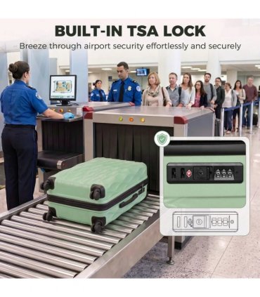 HOMCOM 24Inch Suitcase, ABS Hard Shell Checked Luggage with TSA Lock, Spinner Wheels, Telescopic Handle, Green