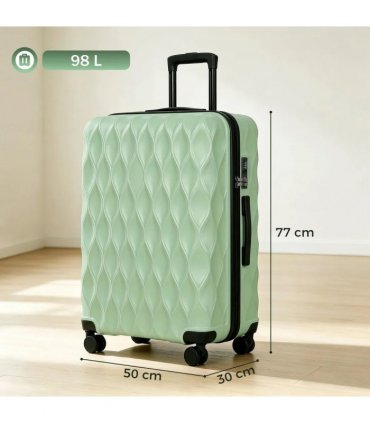 HOMCOM 28Inch Suitcase, ABS Hard Shell Checked Luggage with TSA Lock, Spinner Wheels, Telescopic Handle, Green
