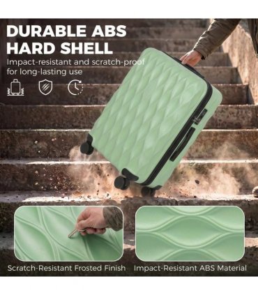 HOMCOM 28Inch Suitcase, ABS Hard Shell Checked Luggage with TSA Lock, Spinner Wheels, Telescopic Handle, Green