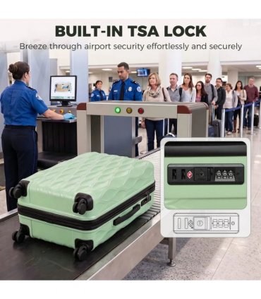 HOMCOM 28Inch Suitcase, ABS Hard Shell Checked Luggage with TSA Lock, Spinner Wheels, Telescopic Handle, Green