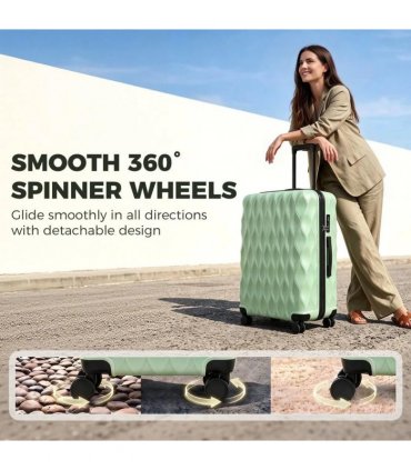 HOMCOM 28Inch Suitcase, ABS Hard Shell Checked Luggage with TSA Lock, Spinner Wheels, Telescopic Handle, Green