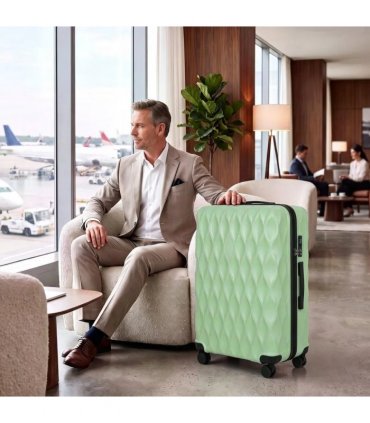 HOMCOM 28Inch Suitcase, ABS Hard Shell Checked Luggage with TSA Lock, Spinner Wheels, Telescopic Handle, Green