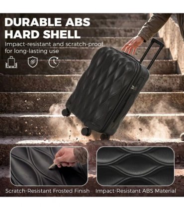 HOMCOM 2-Piece Luggage Set, ABS Hard Shell Carry On Suitcase Set with TSA Lock, Spinner Wheels, 12/20 inch, Black