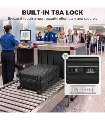 HOMCOM 2-Piece Luggage Set, ABS Hard Shell Carry On Suitcase Set with TSA Lock, Spinner Wheels, 12/20 inch, Black