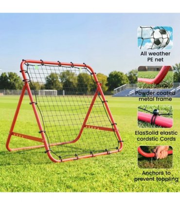 HOMCOM Adjustable Rebounder Net Kickback Target Goal for Teens Adults Training, Red