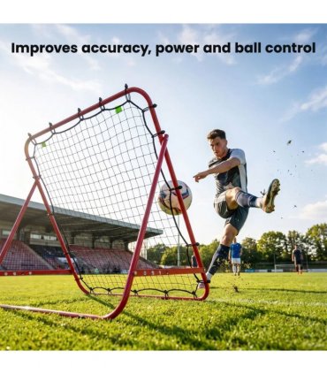 HOMCOM Adjustable Rebounder Net Kickback Target Goal for Teens Adults Training, Red