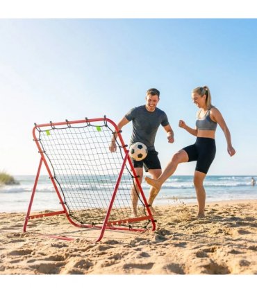 HOMCOM Adjustable Rebounder Net Kickback Target Goal for Teens Adults Training, Red