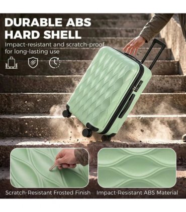 HOMCOM 2-Piece Luggage Set, ABS Hard Shell Carry On Suitcase Set with TSA Lock, Spinner Wheels, 12/20 inch, Green
