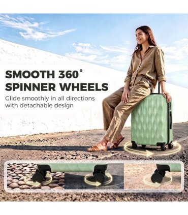 HOMCOM 2-Piece Luggage Set, ABS Hard Shell Carry On Suitcase Set with TSA Lock, Spinner Wheels, 12/20 inch, Green