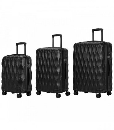 HOMCOM 3-Piece Suitcase Set, Hard Shell Carry On & Checked Luggage Set with TSA Lock, 20/24/28 Inch, Black