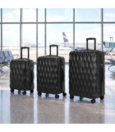 HOMCOM 3-Piece Suitcase Set, Hard Shell Carry On & Checked Luggage Set with TSA Lock, 20/24/28 Inch, Black