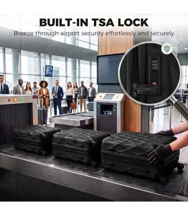 HOMCOM 3-Piece Suitcase Set, Hard Shell Carry On & Checked Luggage Set with TSA Lock, 20/24/28 Inch, Black