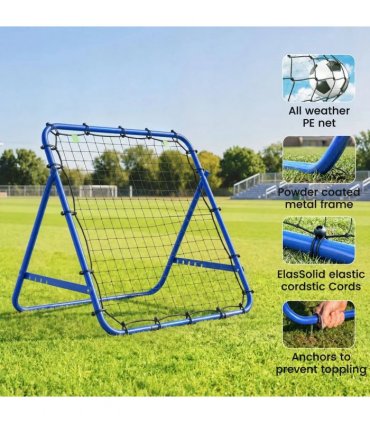 HOMCOM Adjustable Rebounder Net Kickback Target Goal for Teens Adults Training, Blue