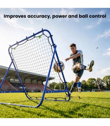 HOMCOM Adjustable Rebounder Net Kickback Target Goal for Teens Adults Training, Blue