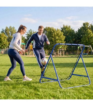HOMCOM Adjustable Rebounder Net Kickback Target Goal for Teens Adults Training, Blue