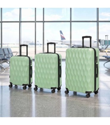 HOMCOM 3-Piece Suitcase Set, Hard Shell Carry On & Checked Luggage Set with TSA Lock, 20/24/28 Inch, Green