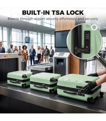 HOMCOM 3-Piece Suitcase Set, Hard Shell Carry On & Checked Luggage Set with TSA Lock, 20/24/28 Inch, Green