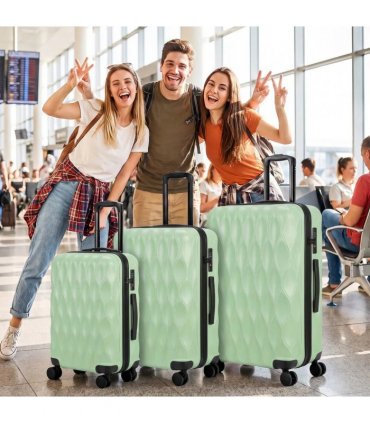 HOMCOM 3-Piece Suitcase Set, Hard Shell Carry On & Checked Luggage Set with TSA Lock, 20/24/28 Inch, Green