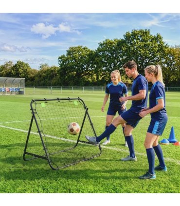 HOMCOM Adjustable Rebounder Net Kickback Target Goal for Teens Adults Training, Black